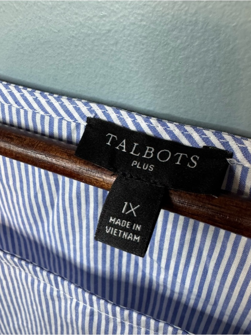 Talbots Blue White Stripe Tie Detail Poplin Tunic Top Blouse. Size 1X - Picture 3 of 9